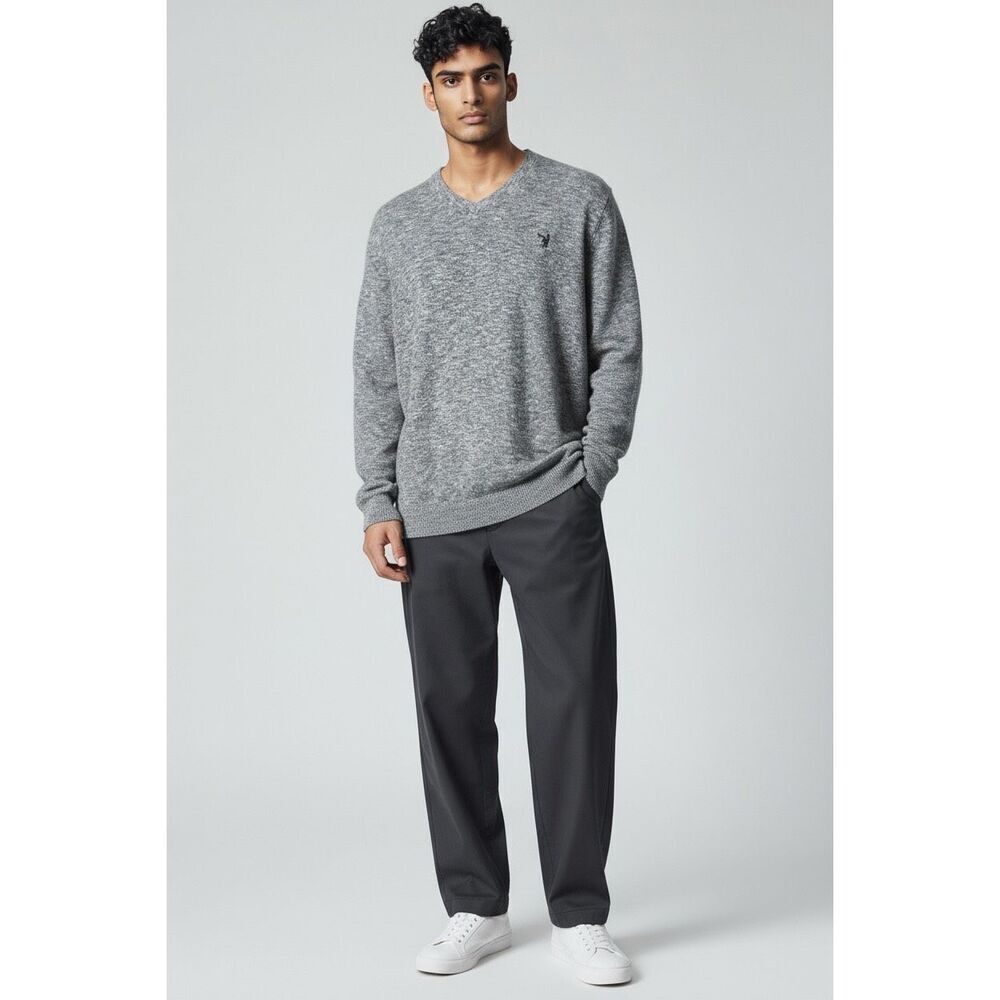 American Eagle Outfitters Men's Gray Heather V-Neck Pullover Sweater Size XL